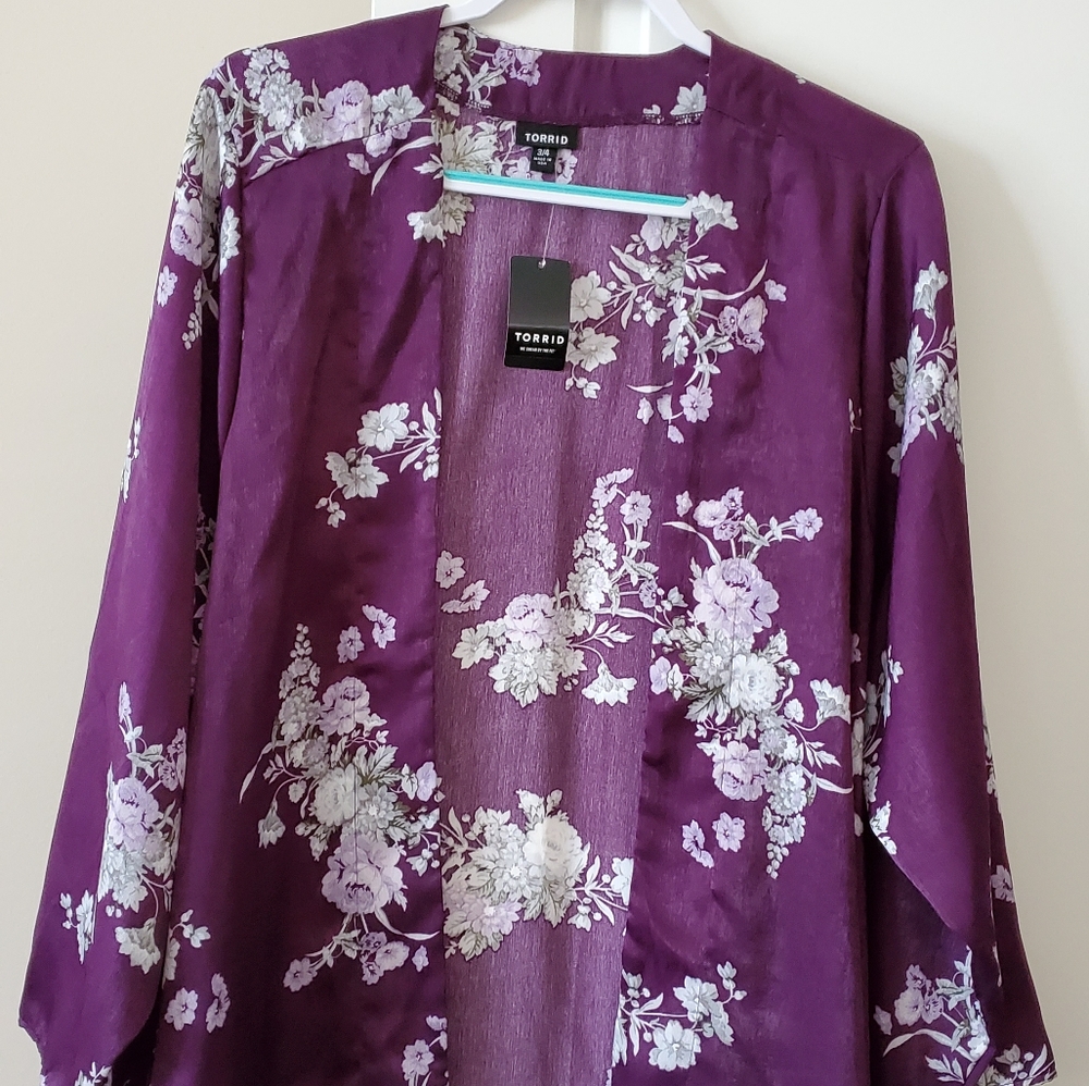 NWT Purple Flowered Summer kimono